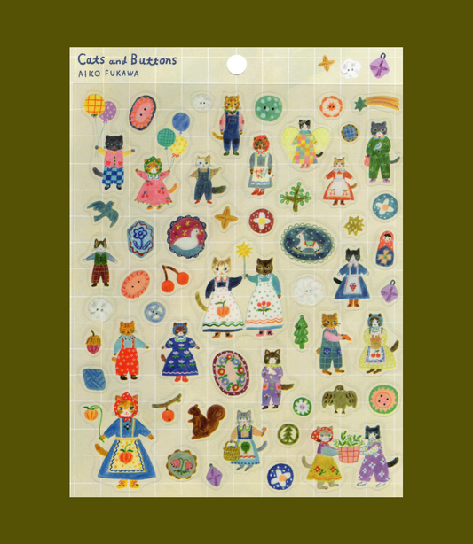Cats and Buttons Stickers