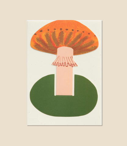 Oranje paddenstoel staande kaart