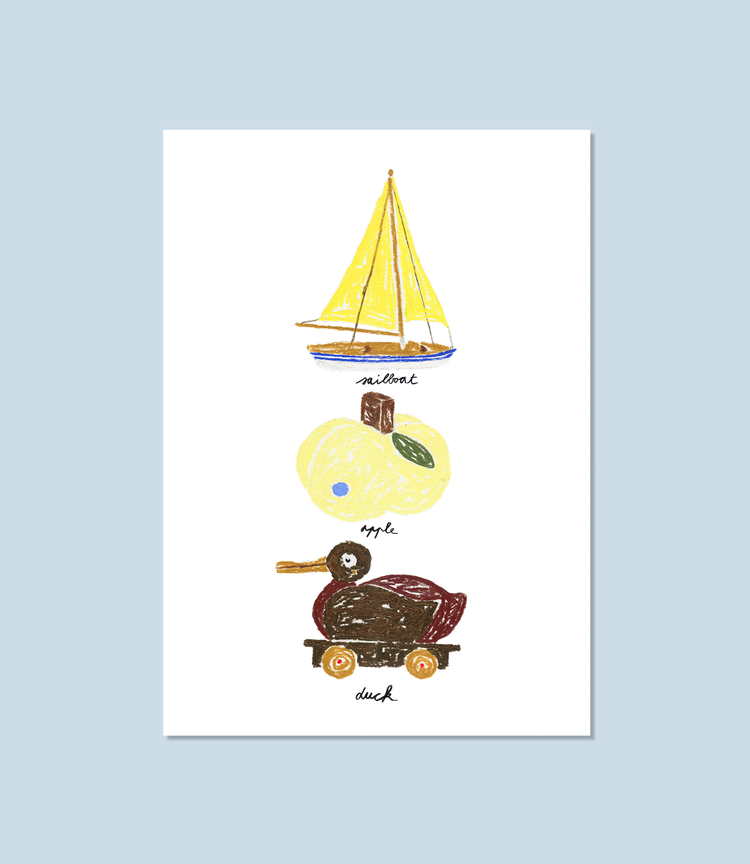 No. 01 Sailboat, Apple and Duck