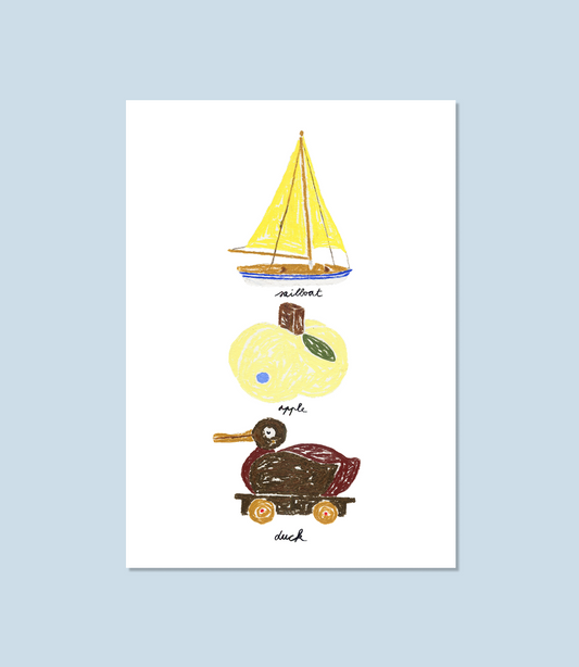 No. 01 Sailboat, Apple and Duck